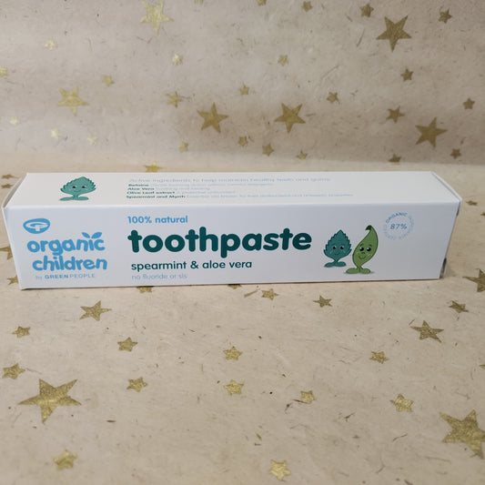 Organic Children's Toothpaste - Spearmint & Aloe Vera