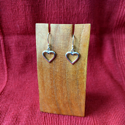 925 Sterling Silver Heart Drop Earrings