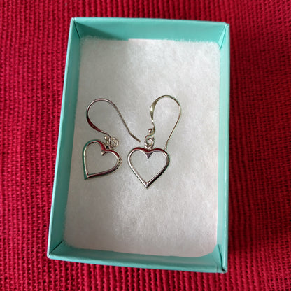 925 Sterling Silver Heart Drop Earrings