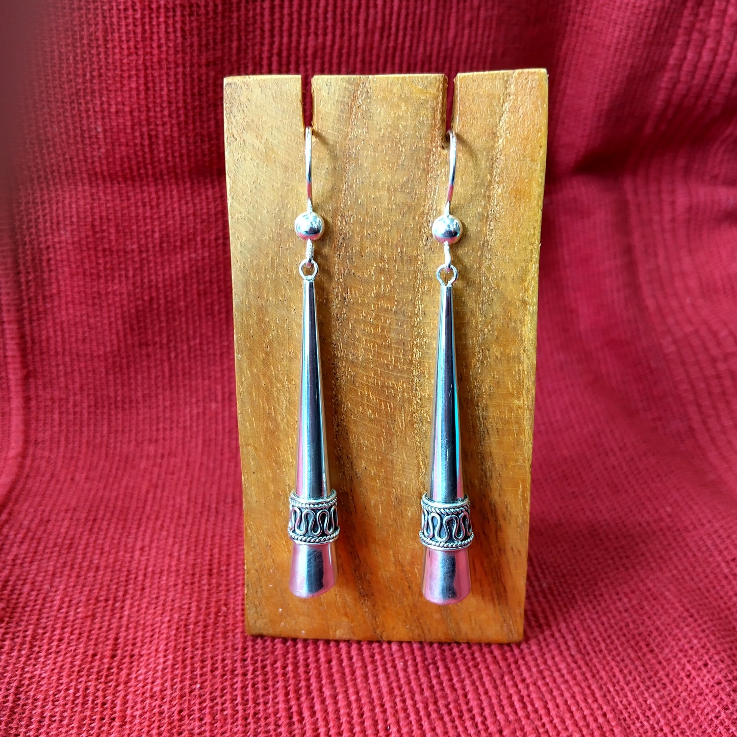 925 Sterling Silver Cone Drop Earrings