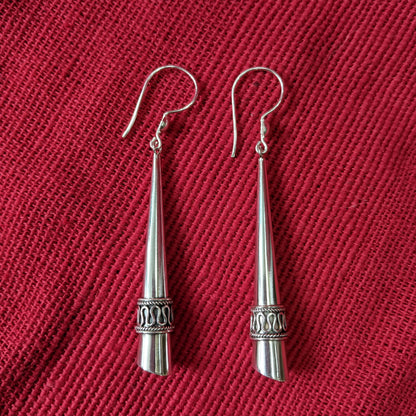 925 Sterling Silver Cone Drop Earrings