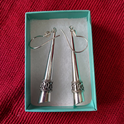 925 Sterling Silver Cone Drop Earrings