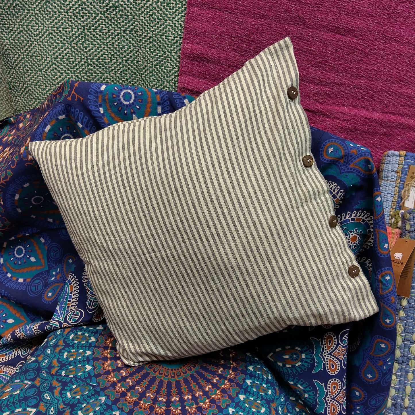 Handmade Pinstripe Cushion Cover