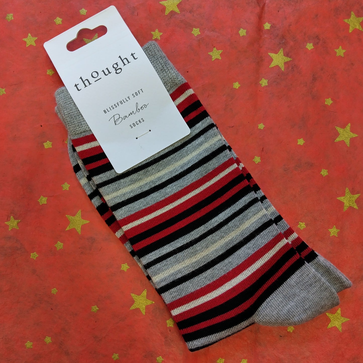 Thought Bamboo Socks - Red & Black Stripes