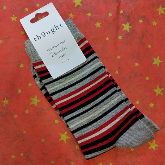 Thought Bamboo Socks - Red & Black Stripes