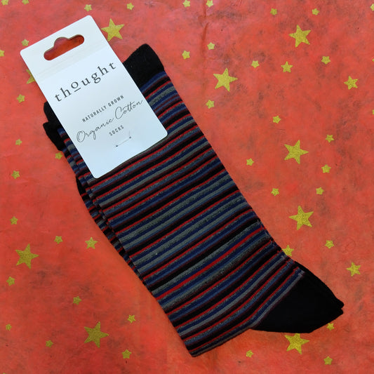 Thought Organic Cotton Socks - Red & Blue Stripes