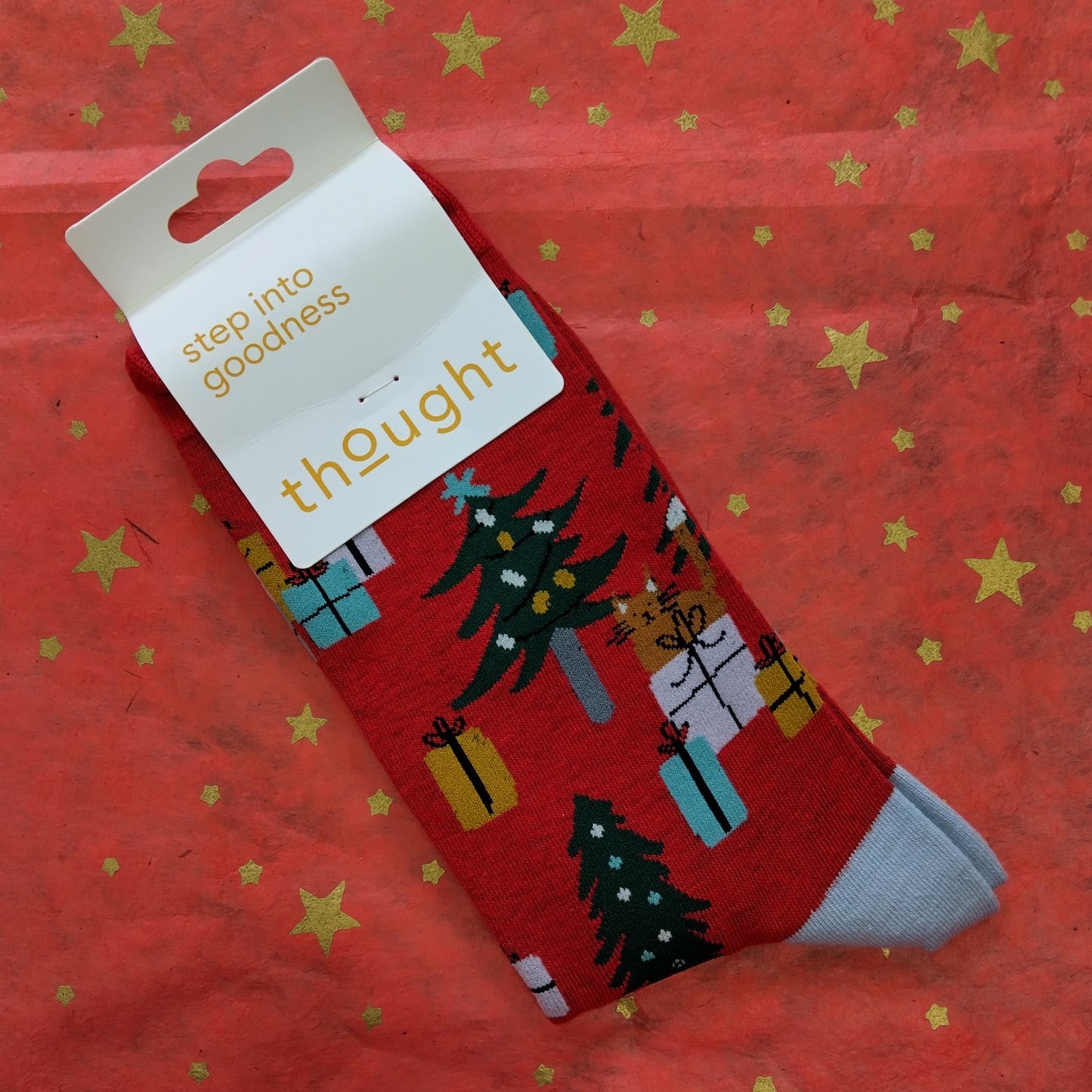 Thought Bamboo Christmas Socks - Trees & Gifts